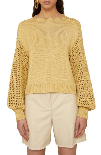 Agnona Mixed Stitch Silk & Cotton Sweater In Hay