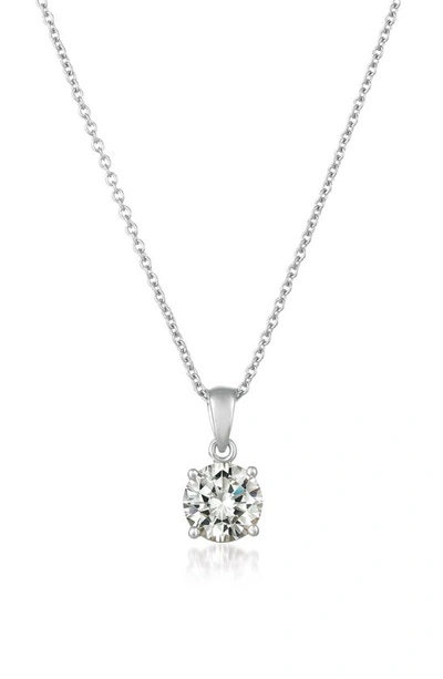 Crislu Cubic Zirconia Pendant Necklace In Platinum