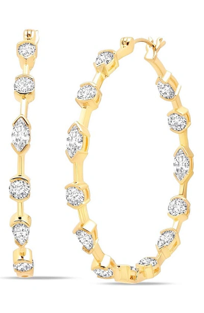 Crislu Multicut Cubic Zirconia Hoop Earrings In 18kt Yellow Gold