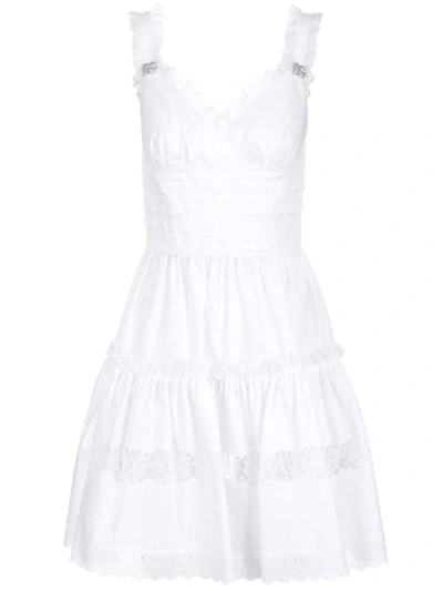 Dolce & Gabbana White Poplin Dress With Dg Crystal Details