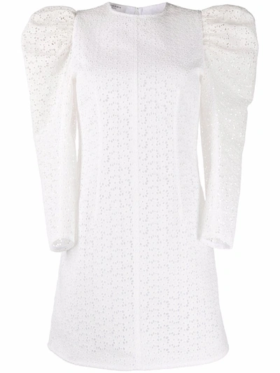 Philosophy Di Lorenzo Serafini Floral-embroidery Puff-sleeve Dress In White
