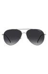 Carrera Eyewear 58mm Aviator Sunglasses In Ruthenium / Grey Shaded