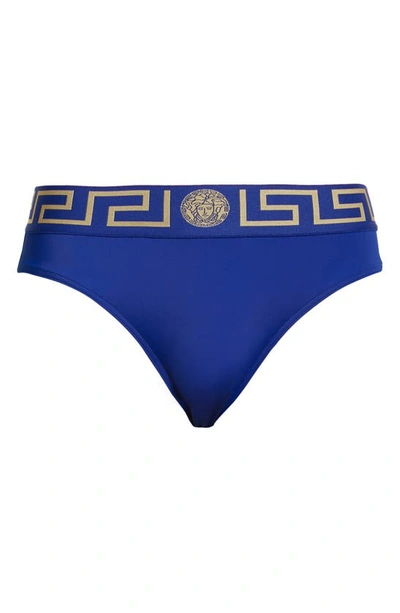 Versace Greca Band Swim Briefs In Blu