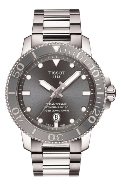 Tissot Men's Seastar 1000 Powermatic 80 Automatic Stainless Steel Bracelet Watch 43mm In Grey