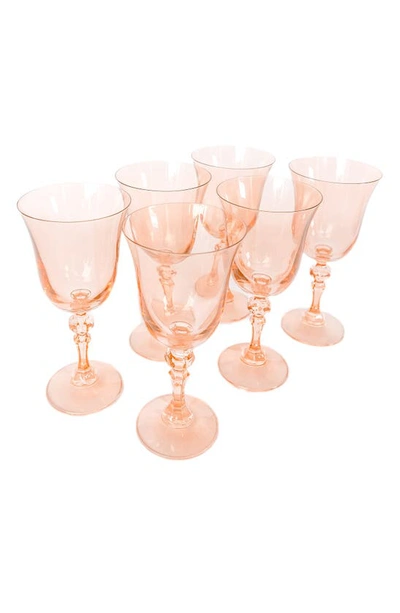 Estelle Colored Glass Set Of 6 Regal Goblets In Blush Pink