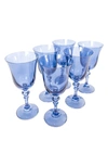 Estelle Colored Glass Set Of 6 Regal Goblets In Blue