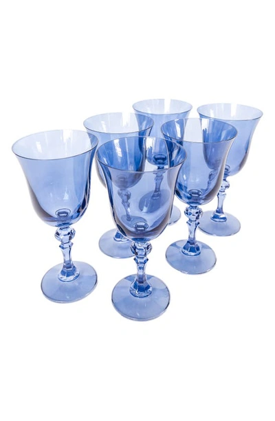 Estelle Colored Glass Set Of 6 Regal Goblets In Blue