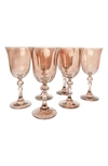 Estelle Colored Glass Set Of 6 Regal Goblets In Amber Smoke