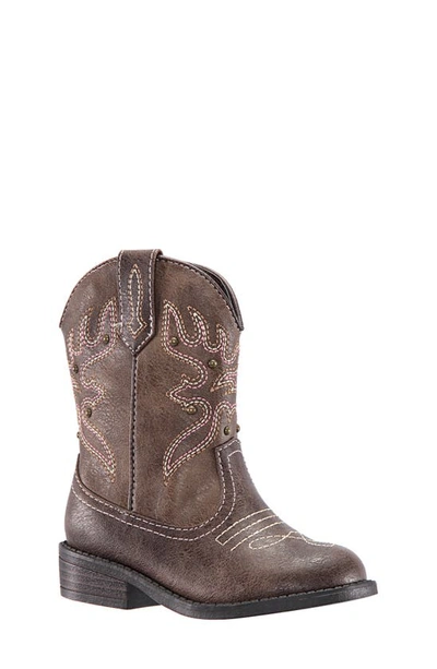 Nina Kids' Mirabele Cowboy Boot In Brown Dist