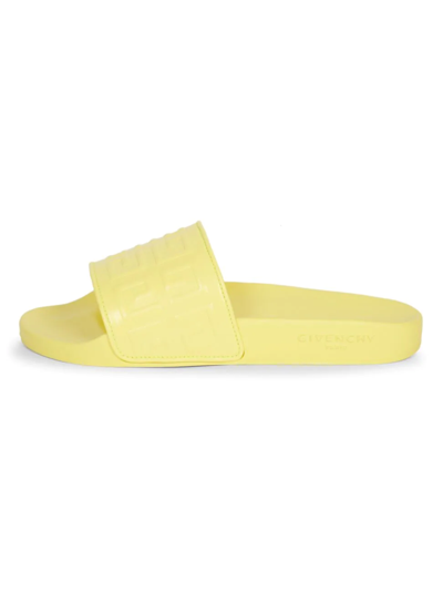 Givenchy 4g Embossed-logo Pool Slides In Fluo Yellow