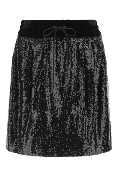 Miu Miu Black Sequins Mini Skirt  Nd  Donna 42