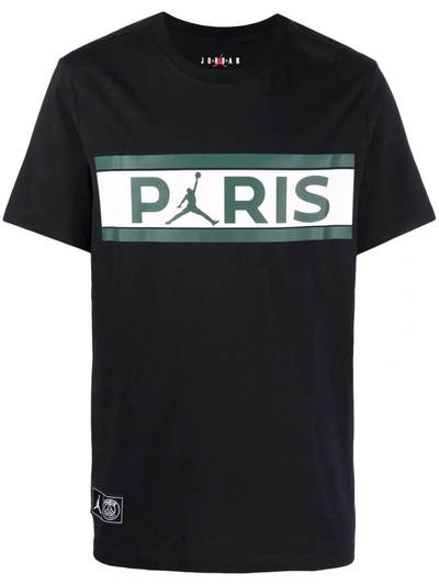 Jordan Nike Men's Paris Saint-germain T-shirt In Black,noble Green