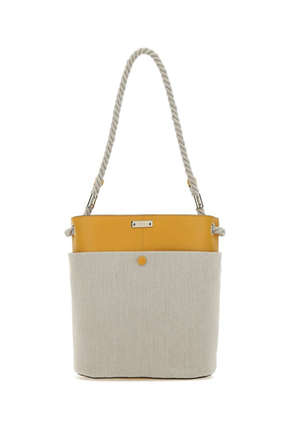 Chloé Key Bucket Bag In Linen And Yellow Calfskin