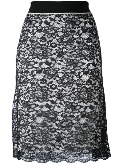 Rabanne Lace Layered Skirt In Black