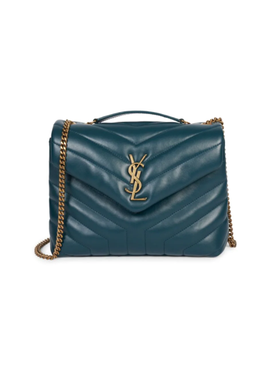 Saint Laurent Women's Small Loulou Matelassé Leather Shoulder Bag In Sea Turquoise