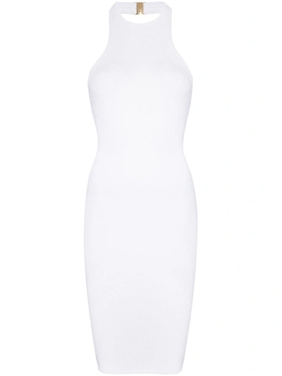 Hunza G Polly Crinkled Seersucker Midi Halter Dress In White