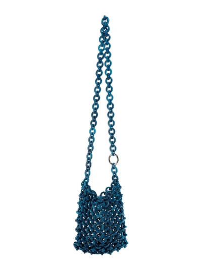 Jil Sander Link Shoulder Bag With Crochet Motif In Blue