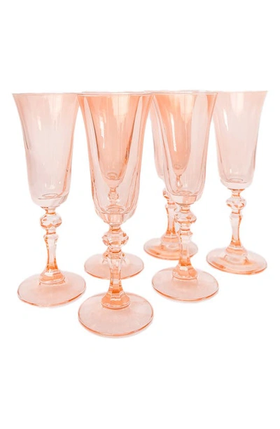 Estelle Colored Glass Set Of 6 Regal Flutes In Blush Pink
