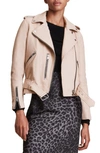 Allsaints Balfern Leather Biker Jacket In Light Pink