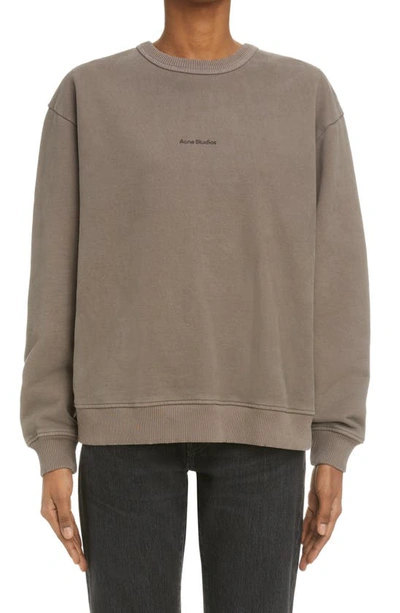 Acne Studios Logo-print Cotton Sweatshirt In Stone Grey