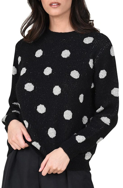 Molly Bracken Polka Dot Sweater In Black