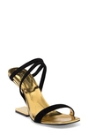 Jeffrey Campbell Geometric Sandals In Black Suede Gold