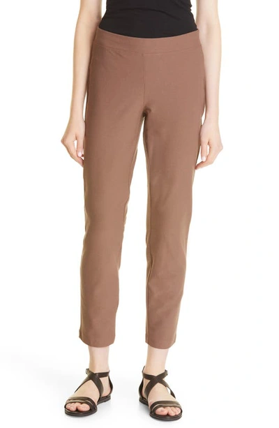 Eileen Fisher Slim Knit Ankle Pants In Cinnamon