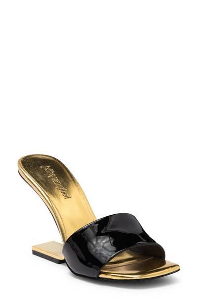 Jeffrey Campbell Protract-2 Sandal In Black Patent Gold