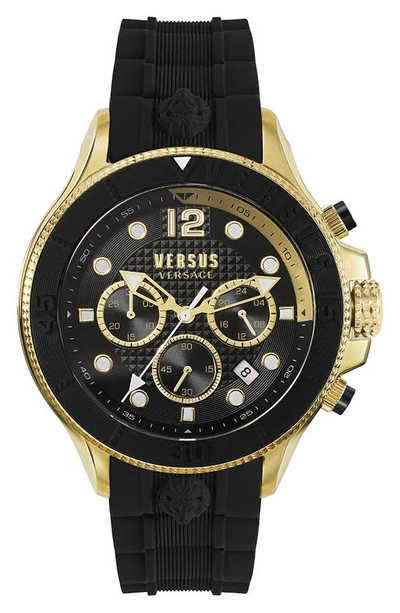 Versus Volta Silicone Strap Watch, 49mm In Black Gold
