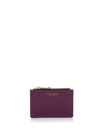 Marc Jacobs Gotham Top Zip Leather Wallet In Dark Violet/gold