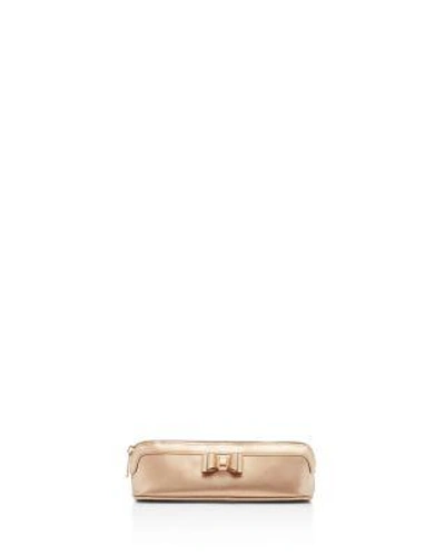 Ted Baker Jass Bow Triangle Pencil Case In Rose Gold
