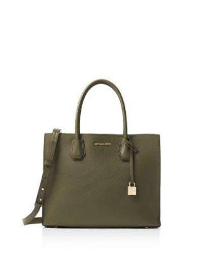 Michael Michael Kors Studio Mercer Convertible Large Leather Tote In Olive Green/gold