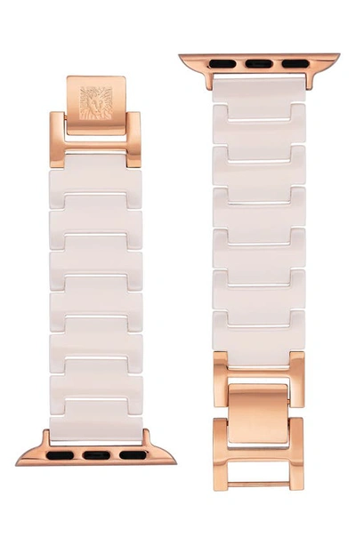 Anne Klein Ceramic & Stainless Steel 12.7mm Apple Watch® Watchband In Rose Gold/ Pink