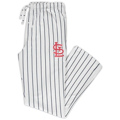 Concepts Sport Men's White, Navy St. Louis Cardinals Big And Tall Pinstripe Sleep Pants In White,navy