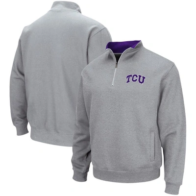 Colosseum Heathered Gray Tcu Horned Frogs Tortugas Team Logo Quarter-zip Jacket In Heather Gray