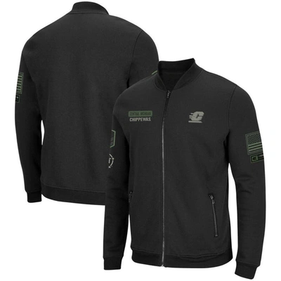 Colosseum Black Cent. Michigan Chippewas Oht Military Appreciation High-speed Bomber Full-zip Jacket
