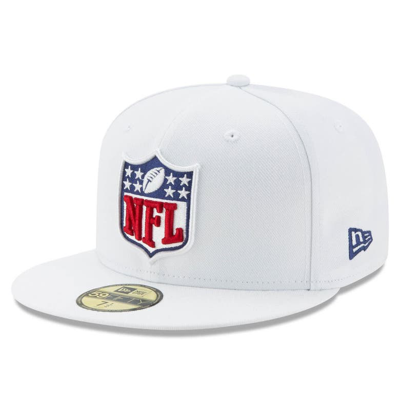 New Era White Nfl Shield Logo 59fifty Fitted Hat
