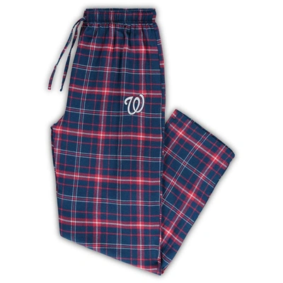 Concepts Sport Men's  Navy, Red Washington Nationals Big And Tall Team Flannel Pants In Navy,red