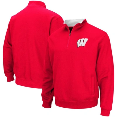 Colosseum Men's Red Wisconsin Badgers Big And Tall Tortugas Quarter-zip Jacket