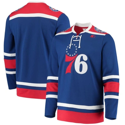 Starter G-iii Sports By Carl Banks Royal Philadelphia 76ers Pointman Hockey Fashion Jersey