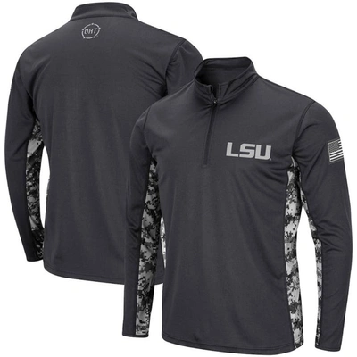 Colosseum Men's Charcoal Lsu Tigers Oht Military-inspired Appreciation Digi Camo Quarter-zip Jacket