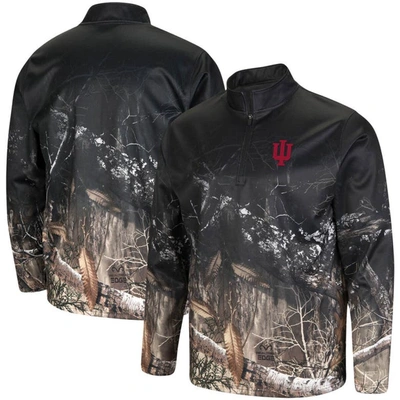 Colosseum Men's  Black, Realtree Camo Indiana Hoosiers Creek Quarter-zip Jacket In Black,realtree Camo