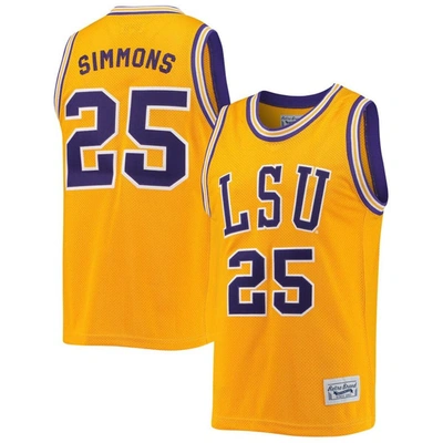 Retro Brand Original  Ben Simmons Gold Lsu Tigers Commemorative Classic Basketball Jersey