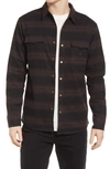 Roark Diablo Classic Fit Stripe Water Repellent Snap-up Shirt Jacket In Black Combo