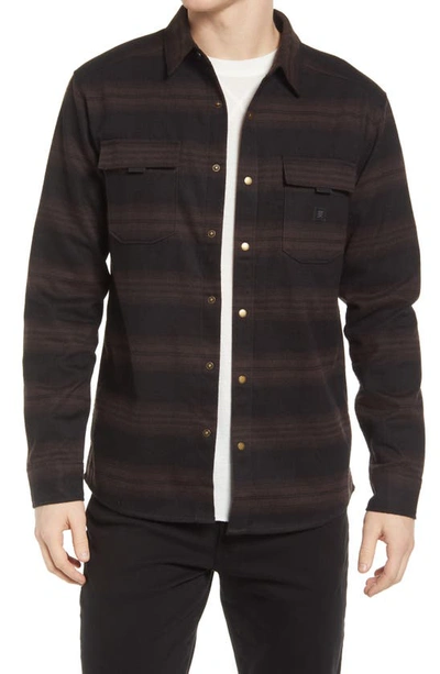 Roark Diablo Classic Fit Stripe Water Repellent Snap-up Shirt Jacket In Black Combo