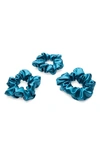Blissy 3-pack Silk Scrunchies In Aqua