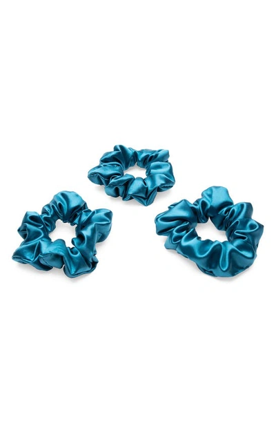 Blissy 3-pack Silk Scrunchies In Aqua