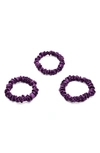 Blissy 3-pack Skinny Silk Scrunchies In Royal Purple