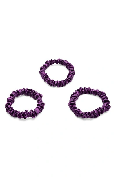 Blissy 3-pack Skinny Silk Scrunchies In Royal Purple