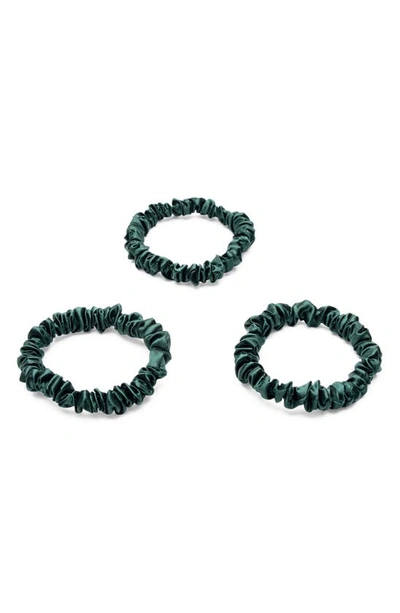 Blissy 3-pack Skinny Silk Scrunchies In Emerald